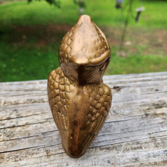 Vintage Mid-Century Solid Brass Perched Owl Figurine Andrea by Sedek 4.5" Tall D - Picture 5 of 8